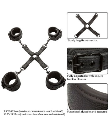 CALEXOTICS - NOCTURNAL CONECTOR HOG TIE CUERO AJUSTABLE NEGRO