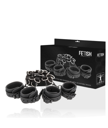 FETISH SUBMISSIVE - SET ATADURAS CAMA LUXURY CON FORRO DE NEOPRENO