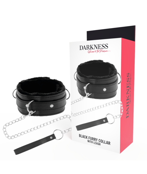 DARKNESS - COLLAR CONFORTABLE DE POSTURA CON CADENA LEATHER DARKNESS - COLLAR CONFORTABLE DE POSTURA CON CADENA LEATHER