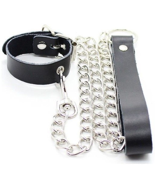OHMAMA FETISH - COLLAR PARA PENE Y CORREA PIEL CON CADENA METALICA OHMAMA FETISH - COLLAR PARA PENE Y CORREA PIEL CON CADENA METALICA