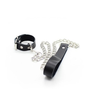 OHMAMA FETISH - COLLAR PARA PENE Y CORREA PIEL CON CADENA METALICA