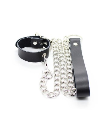 OHMAMA FETISH - COLLAR PARA PENE Y CORREA PIEL CON CADENA METALICA