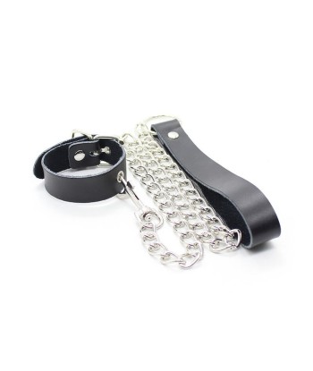 OHMAMA FETISH - COLLAR PARA PENE Y CORREA PIEL CON CADENA METALICA