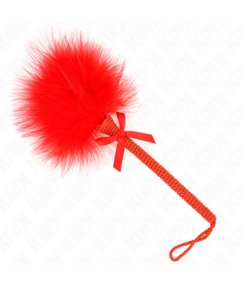 KINK - MASAJEADOR DE CUERDA DE NAILON CON PLUMAS PARA COSQUILLAS Y LAZO ROJO 25 CM