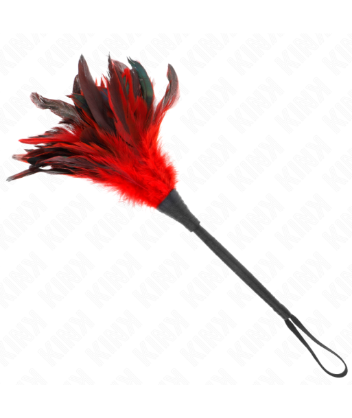 KINK - PLUMAS DE POLLO PARA COSQUILLAS CON FORMA CUERNO DE CRIADA ROJO 36 CM KINK - PLUMAS DE POLLO PARA COSQUILLAS CON FORMA CUERNO DE CRIADA ROJO 36 CM