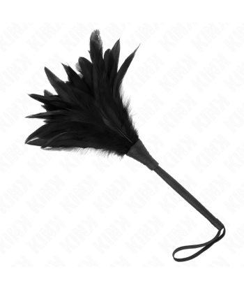KINK - PLUMAS DE POLLO PARA COSQUILLAS CON FORMA CUERNO DE CRIADA NEGRO 36 CM