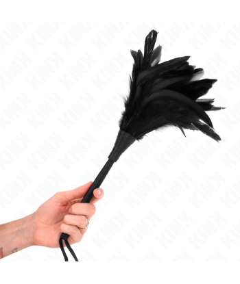 KINK - PLUMAS DE POLLO PARA COSQUILLAS CON FORMA CUERNO DE CRIADA NEGRO 36 CM