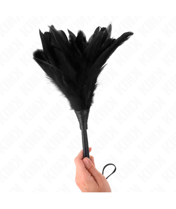 KINK - PLUMAS DE POLLO PARA COSQUILLAS CON FORMA CUERNO DE CRIADA NEGRO 36 CM