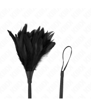 KINK - PLUMAS DE POLLO PARA COSQUILLAS CON FORMA CUERNO DE CRIADA NEGRO 36 CM