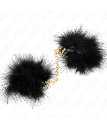 KINK - ESPOSAS DE PLUMAS NEGRO CON CADENA DORADA MODELO 2