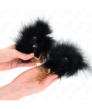 KINK - ESPOSAS DE PLUMAS NEGRO CON CADENA DORADA MODELO 2