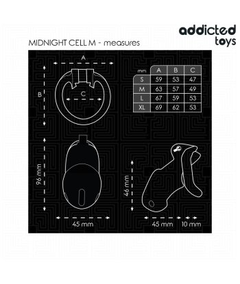 ADDICTED TOYS LOCKED - MINDNIGHT CELL JAULA PARA PENE 4.2 CM TALLA M