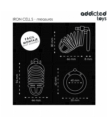 ADDICTED TOYS LOCKED - IRON CELL JAULA PARA PENE DE METAL 4 CM TALLA S