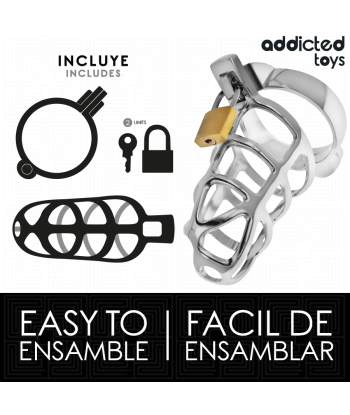 ADDICTED TOYS LOCKED - SILVER LOCK JAULA PARA PENE DE METAL TALLA M