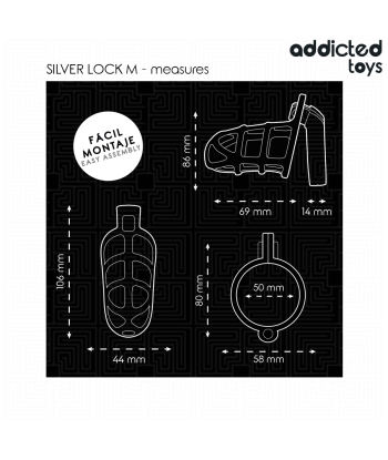 ADDICTED TOYS LOCKED - SILVER LOCK JAULA PARA PENE DE METAL TALLA M