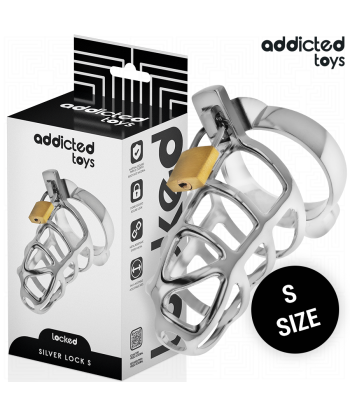 ADDICTED TOYS LOCKED - SILVER LOCK JAULA PARA PENE DE METAL TALLA S