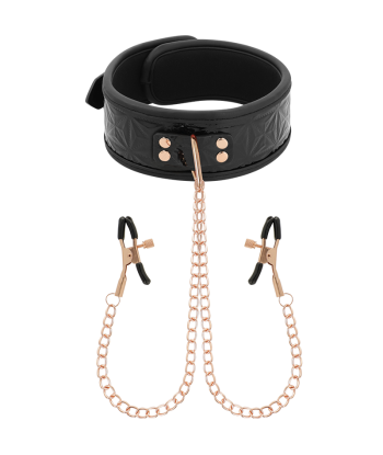 BEGME - BLACK EDITION COLLAR CON CADENAS Y PINZAS PEZONES CON FORRO DE NEOPRENO