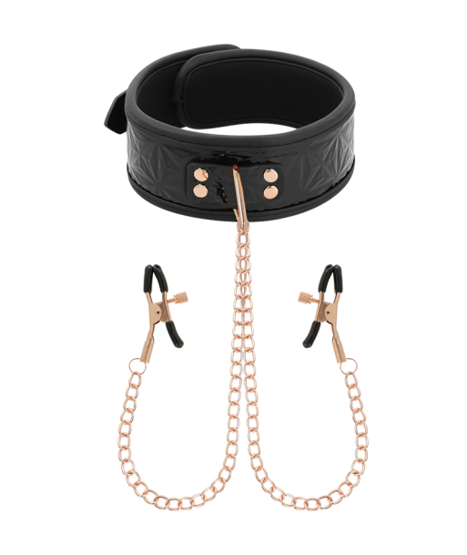 BEGME - BLACK EDITION COLLAR CON CADENAS Y PINZAS PEZONES CON FORRO DE NEOPRENO BEGME - BLACK EDITION COLLAR CON CADENAS Y PINZAS PEZONES CON FORRO DE NEOPRENO
