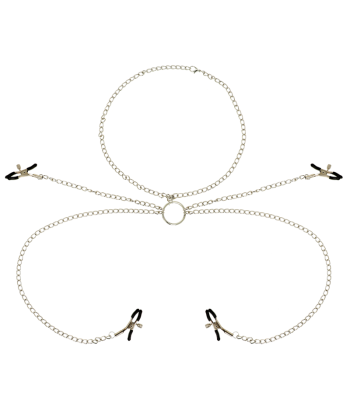 OHMAMA FETISH - 4 PINZAS PEZONES CON COLLAR DE CADENAS