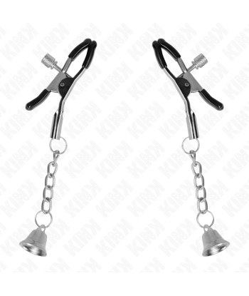 KINK - PINZAS PARA PEZONES CON COLGANTE DE CAMPANA PLATEADO 6 CM