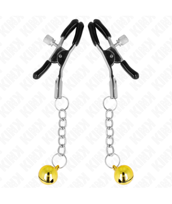 KINK - PINZAS PARA PEZONES CON COLGANTE DE CASCABEL DORADO 6 CM