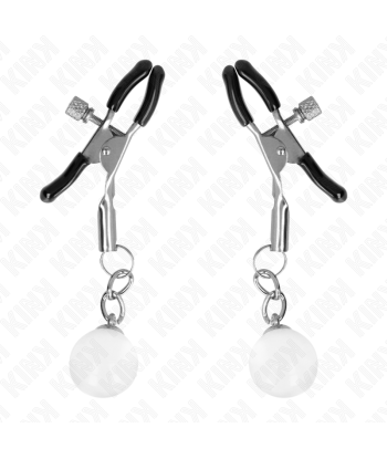 KINK - PINZAS PARA PEZONES PLATEADAS CON COLGANTE DE VIDRIO 6 CM