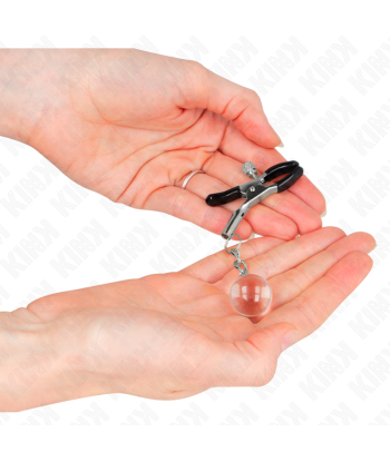 KINK - PINZAS PARA PEZONES PLATEADAS CON COLGANTE DE VIDRIO 6 CM
