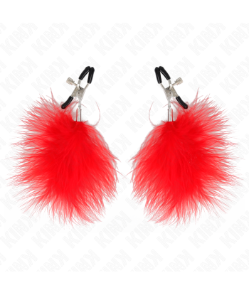 KINK - PINZAS PARA PEZONES CON PLUMA ROJO 7 CM