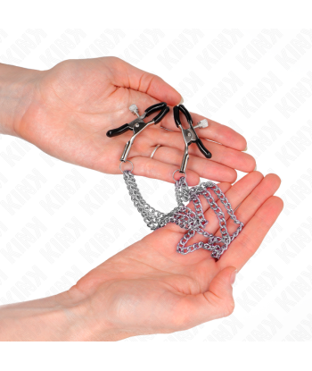 KINK - PINZAS PARA PEZONES CON TRIPLE CADENA PLATEADO 20-23-28 CM