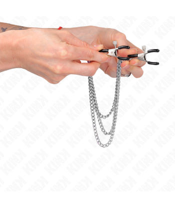 KINK - PINZAS PARA PEZONES CON TRIPLE CADENA PLATEADO 20-23-28 CM