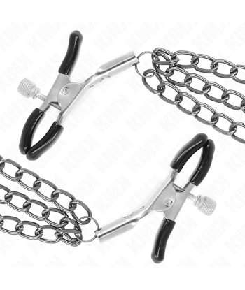 KINK - PINZAS PARA PEZONES CON TRIPLE CADENA NEGRO 20-23-28 CM