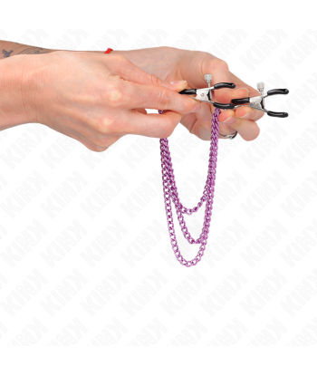 KINK - PINZAS PARA PEZONES CON TRIPLE CADENA VIOLETA 20-23-28 CM