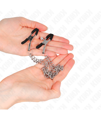 KINK - PINZAS PARA PEZONES CON DOBLE CADENA GRUESA PLATEADO 20-23 CM