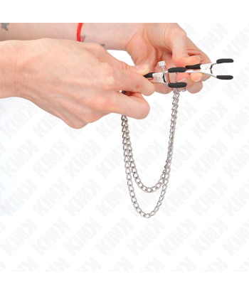 KINK - PINZAS PARA PEZONES CON DOBLE CADENA GRUESA PLATEADO 20-23 CM