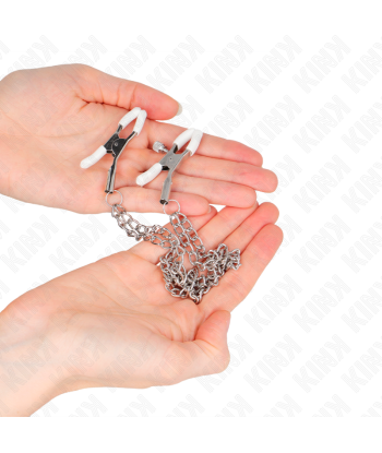 KINK - PINZAS PARA PEZONES CON DOBLE CADENA FINA PLATEADO 20-23 CM