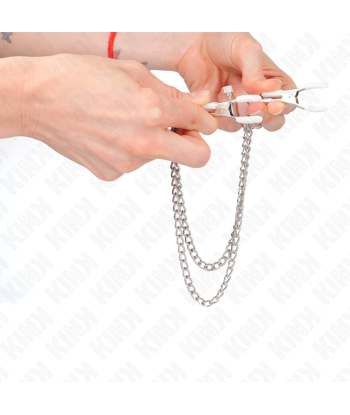 KINK - PINZAS PARA PEZONES CON DOBLE CADENA FINA PLATEADO 20-23 CM