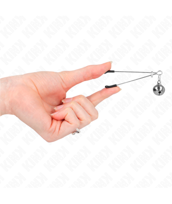 KINK - PINZAS PARA PEZONES FINA CON CASCABEL PLATEADO 7 CM