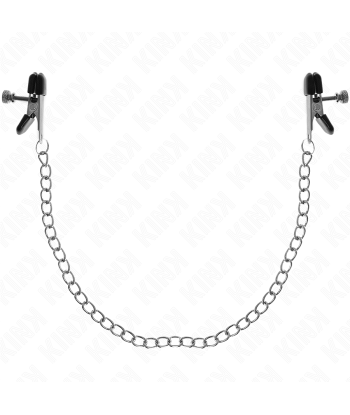 KINK - PINZAS PARA PEZONES PLANAS NEGRO CON CADENA PLATEADO 34 CM