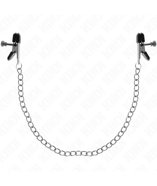 KINK - PINZAS PARA PEZONES PLANAS NEGRO CON CADENA PLATEADO 34 CM
