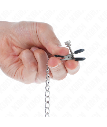 KINK - PINZAS PARA PEZONES PLANAS NEGRO CON CADENA PLATEADO 34 CM