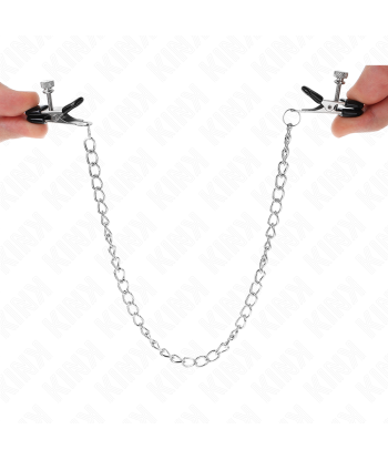 KINK - PINZAS PARA PEZONES PLANAS NEGRO CON CADENA PLATEADO 34 CM