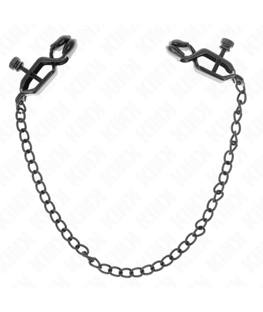 KINK - PINZAS PARA PEZONES PLANAS NEGRO CON CADENA NEGRO 30 CM