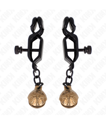 KINK - PINZAS PARA PEZONES PLANAS NEGRO CON CASCABEL 7 CM