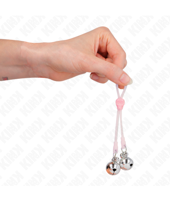 KINK - PINZAS PARA PEZONES LUMINOSAS FORMA CALABERA CON CASCABEL SONORO AJUSTABLE ROSA - PLATEADO