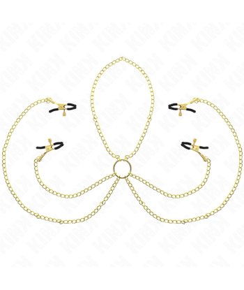 KINK - PINZAS PARA PEZONES Y CLÍTORIS 4 ENGANCHES AJUSTABLE DORADO