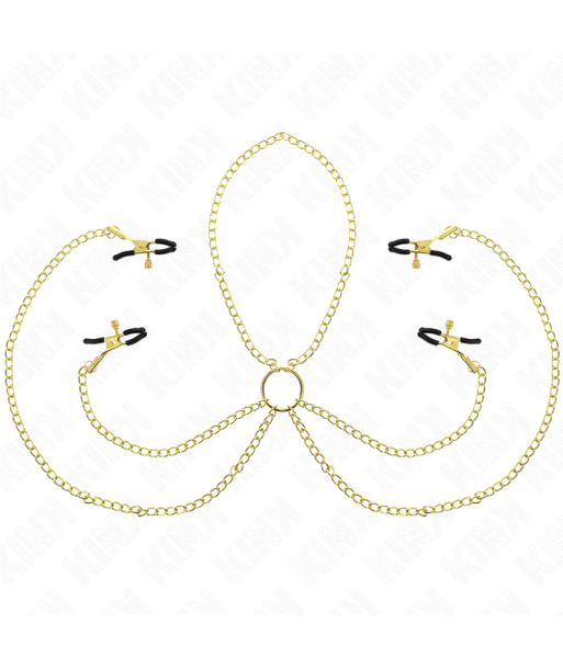 KINK - PINZAS PARA PEZONES Y CLÍTORIS 4 ENGANCHES AJUSTABLE DORADO