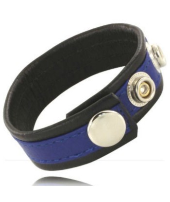 LEATHER BODY - CORREA DE CUERO AJUSTABLE PARA PENE AZUL-NEGRA