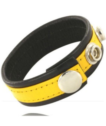 LEATHER BODY - CORREA CUERO AJUSTABLE PENE AMARILLO-NEGRA