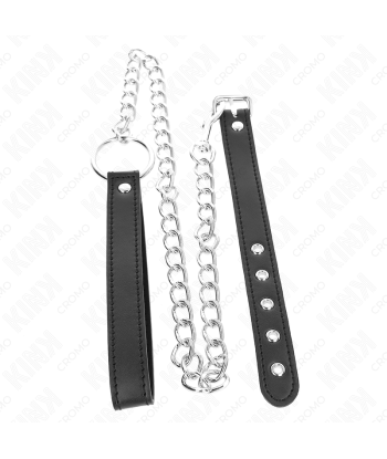KINK - ANILLO PENE CUERO 21.5 X 2 CM CON CADENA METAL 60 CM Y CORREA DE CUERO