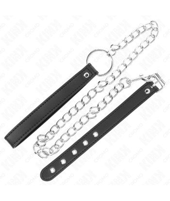 KINK - ANILLO PENE CUERO 21.5 X 2 CM CON CADENA METAL 60 CM Y CORREA DE CUERO